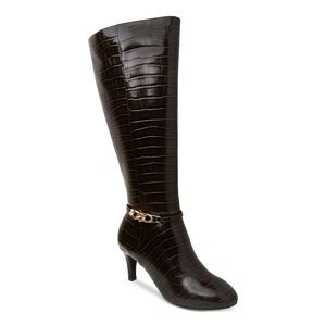 KAREN SCOTT Womens Black Chain Goring Hanna Almond Toe Kitten Heel Boots 6.5 M